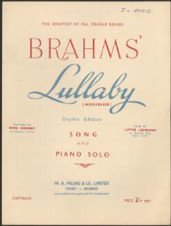 Brahms' lullaby [music] : Wiegenlied, song and piano solo