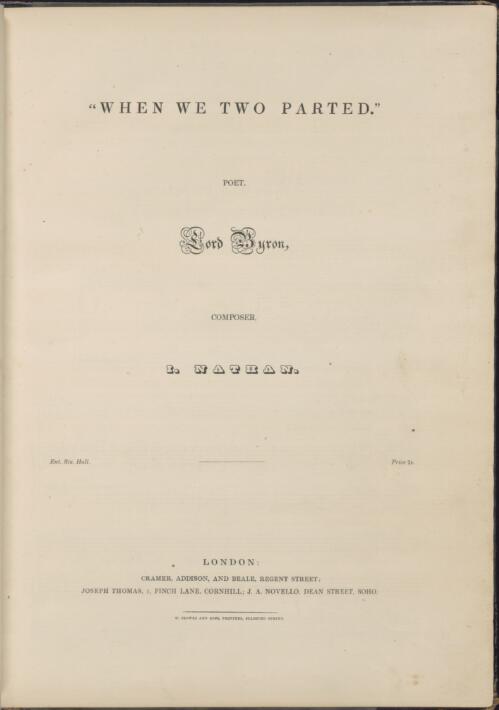 When we two parted [music] / poet, Lord Byron ; composer, I. Nathan