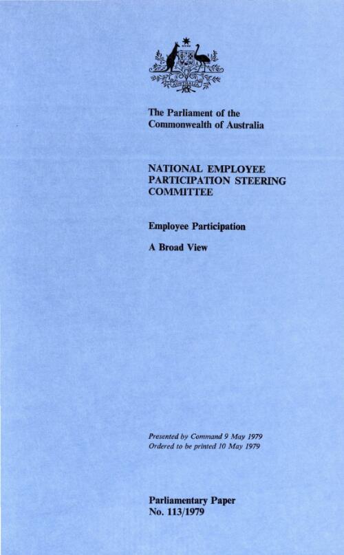 Employee participation : a broad review / National Employee Participation Steering Committee