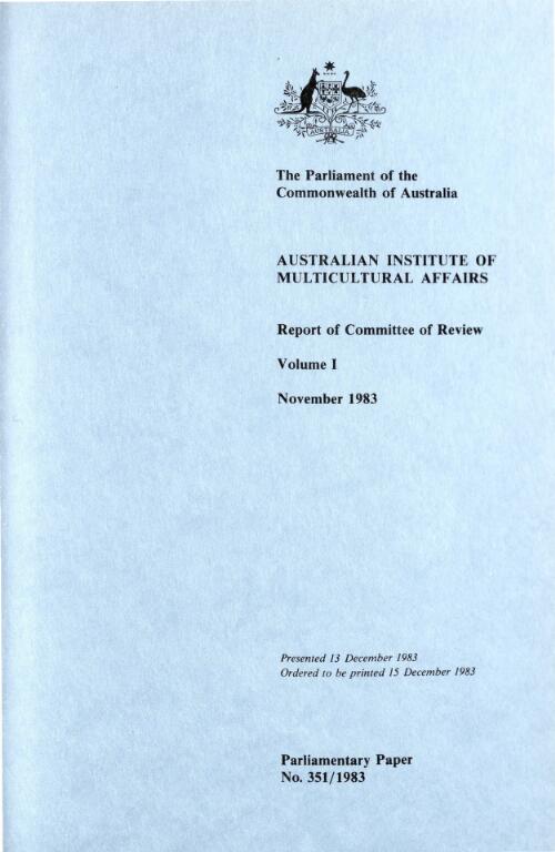Report of Committee of Review, November 1983. Volume 1