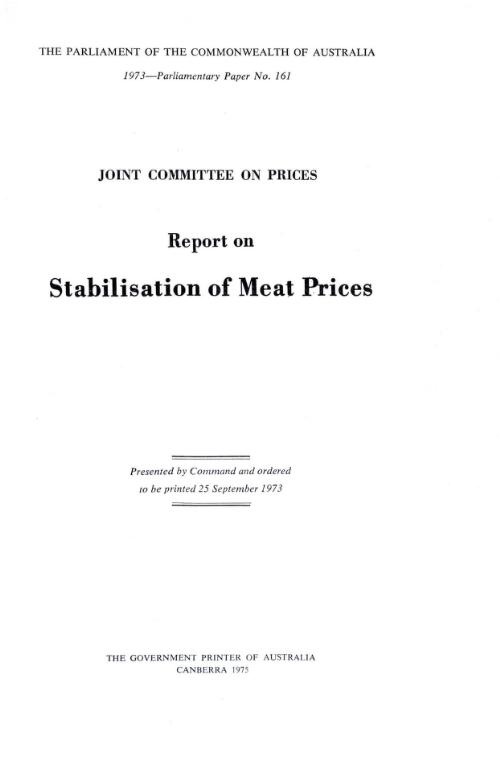 Report on stabilisation of meat prices / Joint Committee on Prices