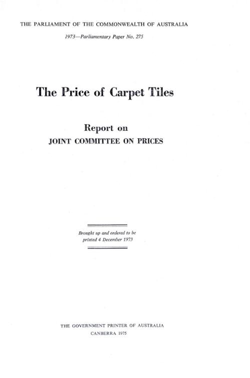 The price of carpet tiles : report on [sic] Joint Committee on Prices