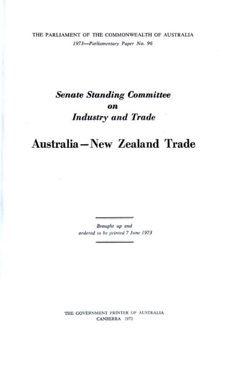 Australia-New Zealand trade / Senate Standing Committee on Industry and Trade