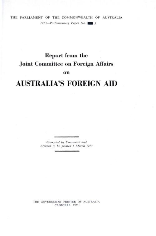 Report from the Joint Committee on Foreign Affairs on Australia's foreign aid