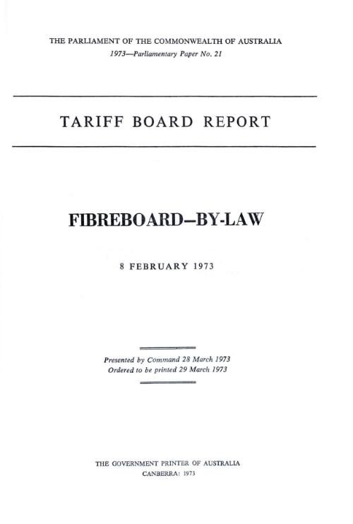 By law, fibreboard - by-law 8 February 1973 / Tariff Board