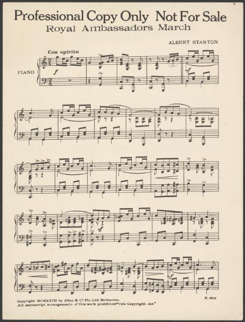 Royal ambassadors march [music] / by Albert Stanton