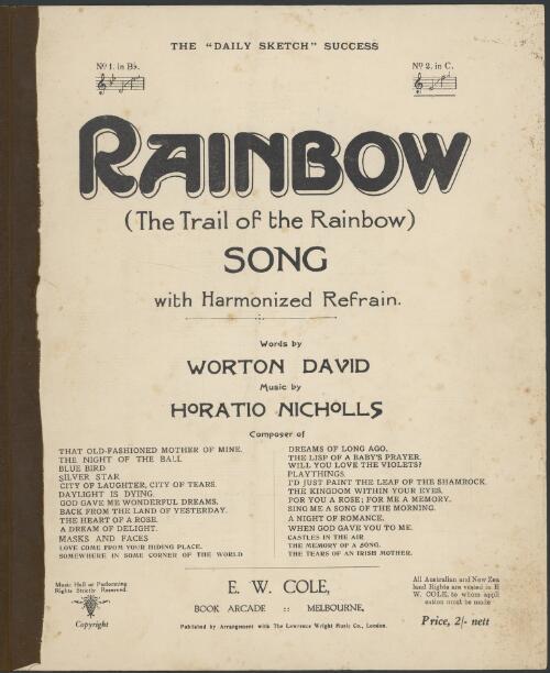 Rainbow [music] : (the trail of the rainbow) : song : with harmonized refrain / words by Worton David ; music by Horatio Nicholls