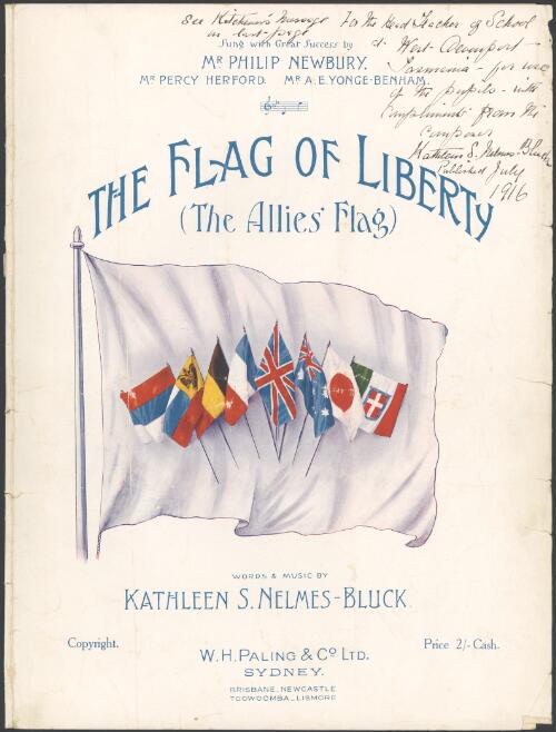 The flag of liberty [music] : (the allies flag) / words & music by Kathleen S. Nelmes-Bluck