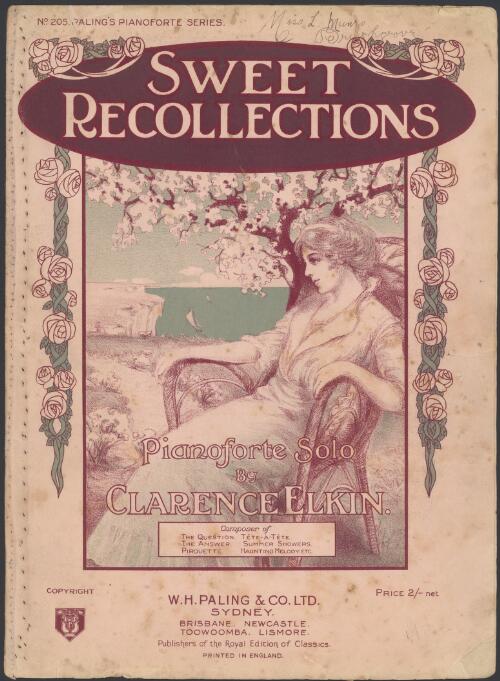 Sweet recollections [music] : pianoforte solo / by Clarence Elkin