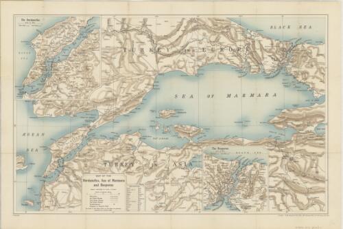 Map of the Dardanelles, Sea of Marmara and Bosporus