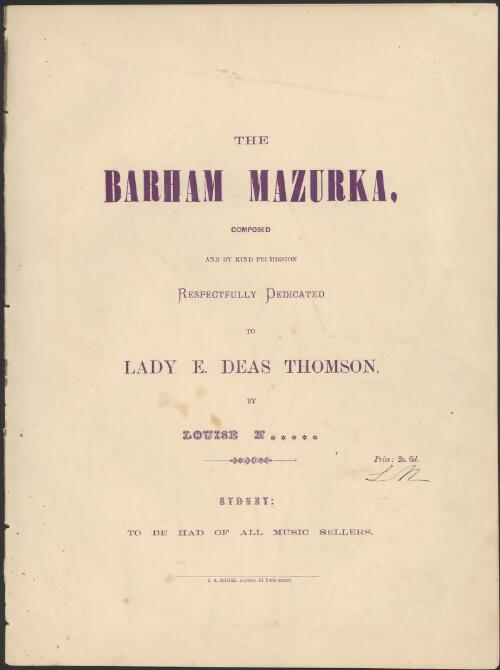 The barham mazurka [music] / composed ... by Louise N*****