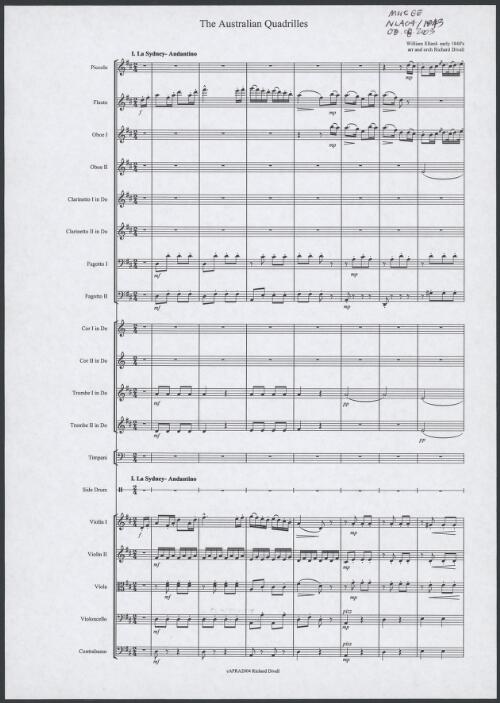 The Australian quadrilles [music] / William Ellard ; arr. and orch. Richard Divall