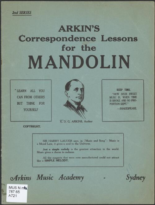 Arkins correspondence lessons for the mandolin [music] / K. D. G. Arkins