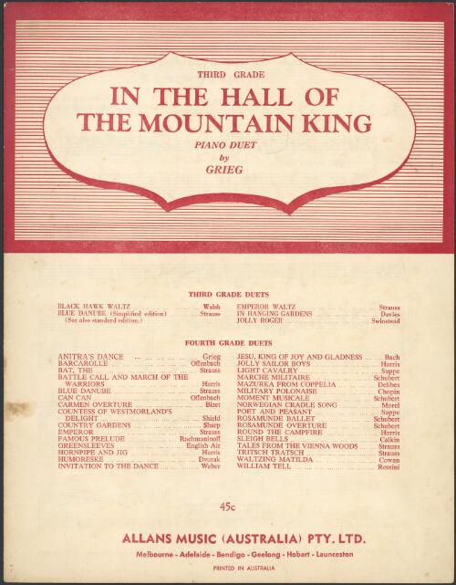 In the hall of the Mountain King [music] : from "Peer Gynt suite", op. 46 no. 4 / Grieg ; arr. by Frank E. Brown