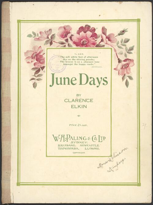 June days [music] / music by Clarence Elkin