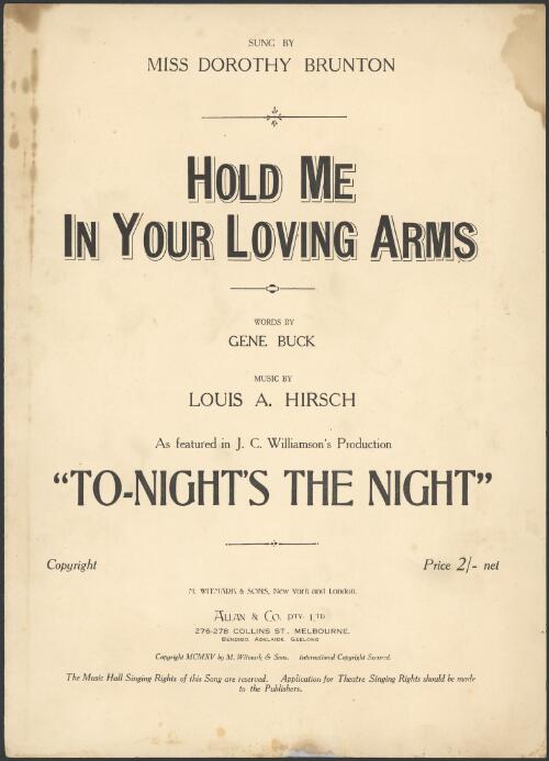 Hold me in your loving arms [music] / words by Gene Buck ; music by Louis A. Hirsch