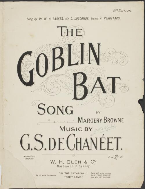 The goblin bat [music] : song / words by Margery Browne ; music by G. S. de Chaneet