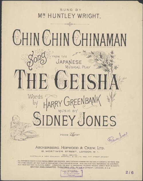 Chin chin chinaman [music] : from the Japanese musical play The geisha / words by Harry Greenbank ; music by Sidney Jones