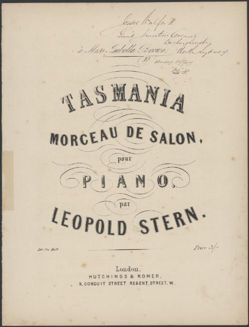Tasmania [music] : morceau de salon : pour piano / par Leopold Stern