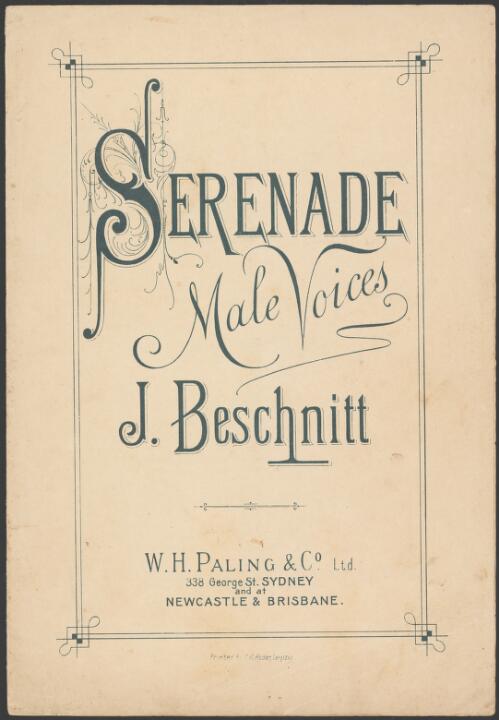 Serenade [music] : male voices / J. Beschnitt ; [English words by C.J. Sprague]