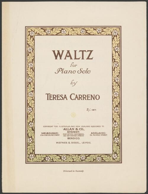 Waltz [music] : for piano solo / by Teresa Carreno