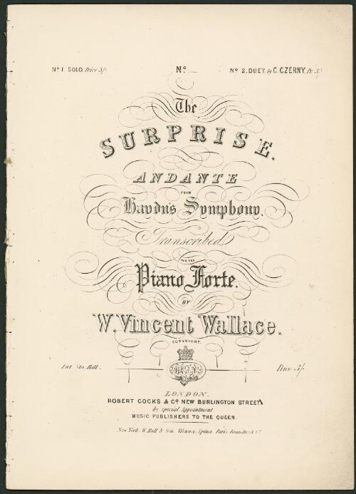 The surprise [music] : andante from Haydn's Symphony no. 3 / transcribed for the pianoforte by W.V. Wallace