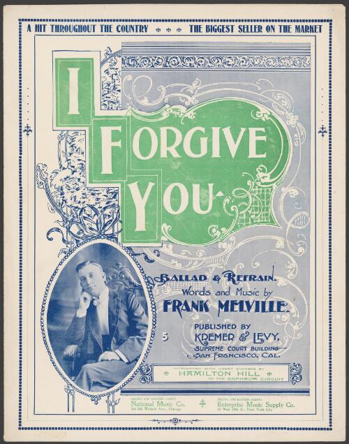 I forgive you [music] : ballad and refrain / words and music by Frank Melville