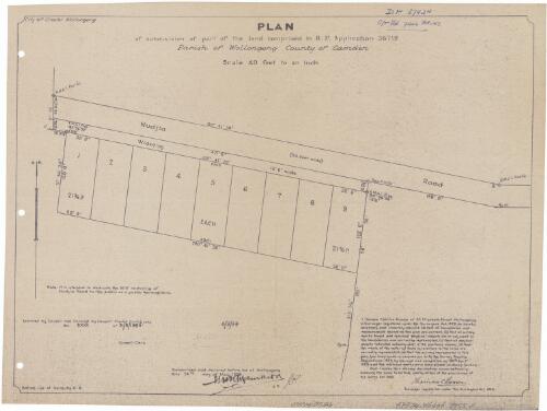 Plan of subdivision of part of the land comprised in R.P. application 38719, Parish of Wollongong, County of Camden [cartographic material] / Thomas C. Brown, surveyor