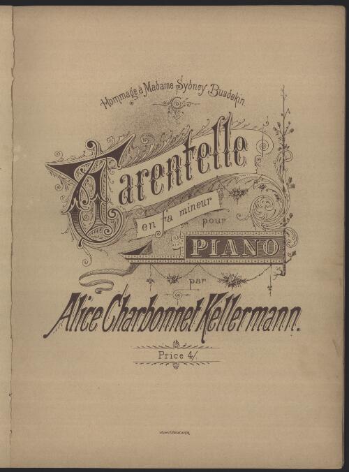 Tarentelle [music] : en fa mineur pour oiano / par Alice Charbonnet-Kellermann