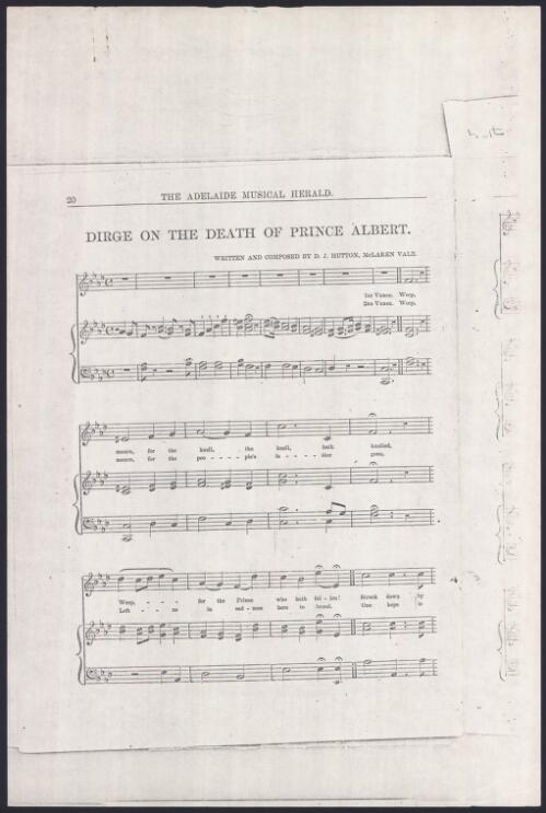 Dirge on the death of Prince Albert [music] / written and composed by D. J. Hutton, McLaren Vale