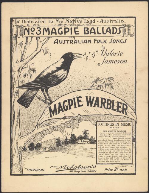 Magpie warbler [music] / words and melody by Valerie Jameson, accompaniment by A. B. Saunders