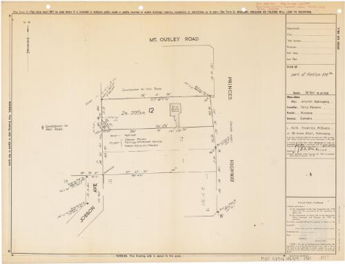 Plan of part of portion 104 ph. [cartographic material] : city: Greater Wollongong, locality: Fairy Meadow, Parish: Wonona, County: Camden / Keith Frederick Williams, surveyor