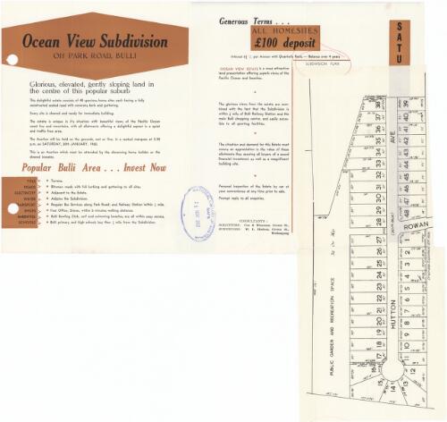 Ocean View Subdivision [cartographic material] : 48 magnificent elevated allotments / auction sale ; Frank Bevan & Sons Pty. Limited, auctioneers