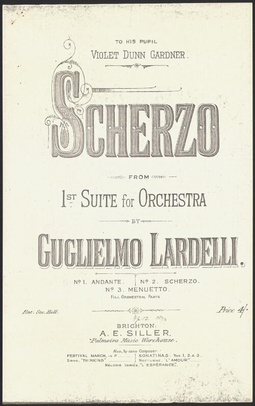 Scherzo from 1st suite for orchestra [music] / by Guglielmo Lardelli