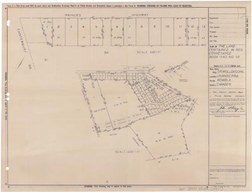 Plan of the land contained in Reg. Conveyance Book 1562, No. 62 [cartographic material] : city: Gr. Wollongong, locality: Unanderra, Parish: Kembla, County: Camden / John Aloysius Michael Doyle, surveyor
