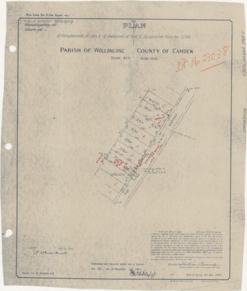 Plan of resubdivision of lots 6-12 (inclusive) of sec. 6, deposited plan no. 5246, Parish of Wollongong, County of Camden [cartographic material] / William Beveridge, surveyor