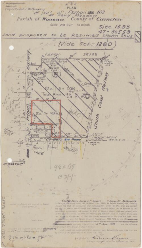 Plan of part of portion 103 at Fairy Meadow [cartographic material] : Parish of Wonona, County of Camden / George Dovers, surveyor