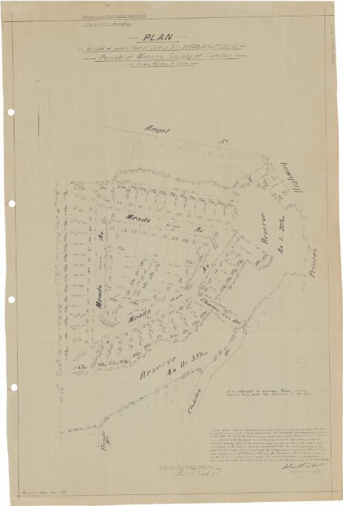 Plan of subd. of land in part of certs of titleVs. 5408, 5593 Fs. 220, 164 [cartographic material] : Parish of Wonona, County of Camden / Henry Newton Scott, registered surveyor