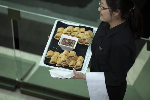 Sausage rolls being served at the reception for Australia's new Governor General David Hurley at Parliament House, Canberra, 1 July 2019 / Sean Davey