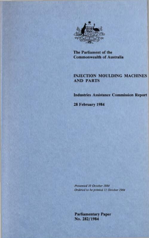 Injection moulding machines and parts, 28 February 1984