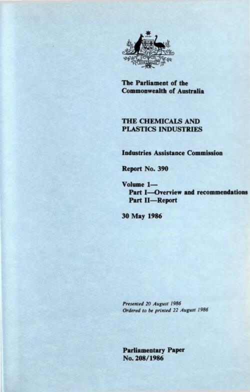 The chemicals and plastics industries 30 May 1986