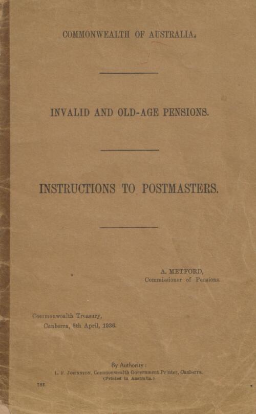 Invalid and old age pensions : Instructions to postmasters / The Treasury