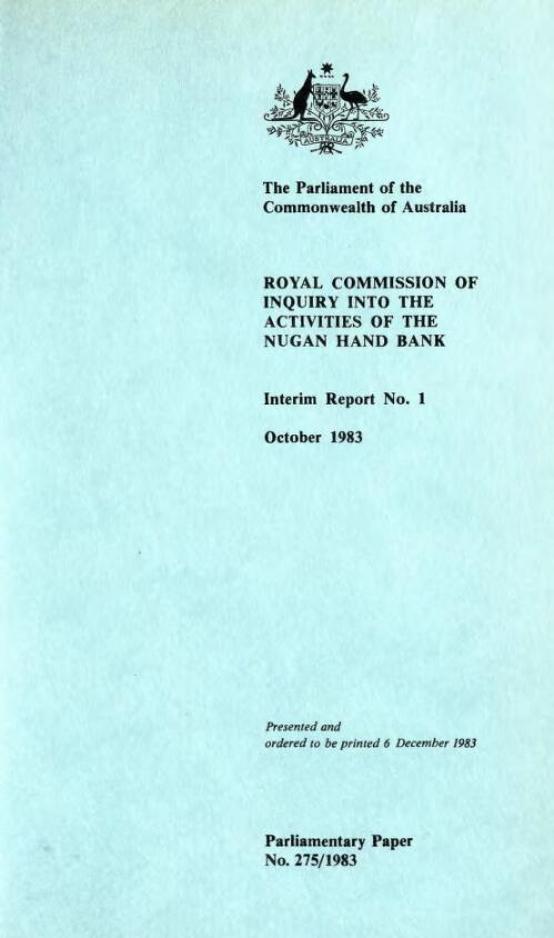 Interim report / Royal Commission of Inquiry into the Activities of the Nugan Hand Bank
