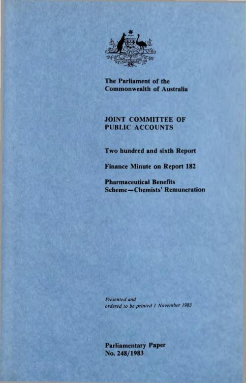 Pharmaceutical Benefits Scheme ; chemists' remuneration (206th report) / Joint Committee of Public Accounts