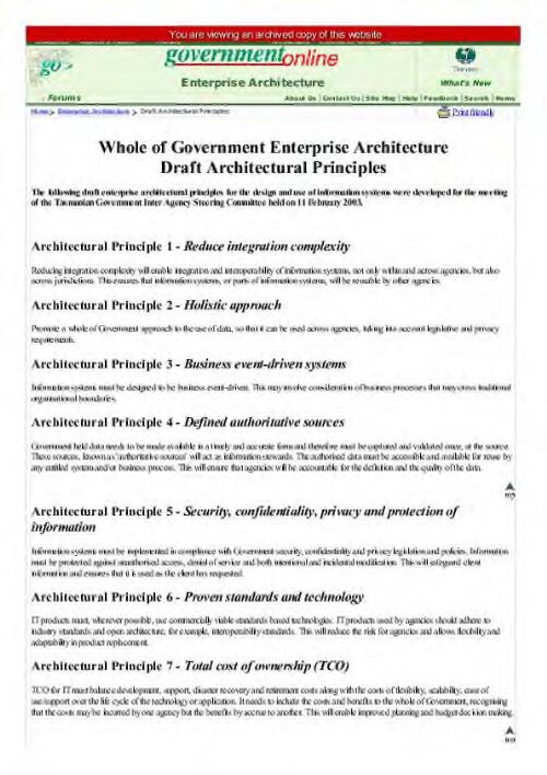 Tasmanian Government architectural principles [electronic resource] / Inter Agency Policy and Projects Unit, Department of Premier and Cabinet, Tasmania