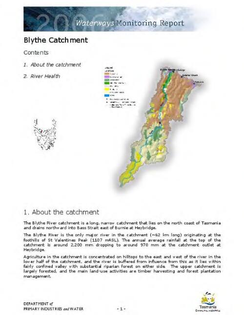 Blythe catchment [electronic resource] / Dept. of Primary Industries, Water and Environment