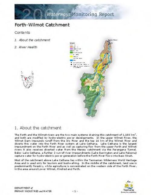 Forth - Wilmot catchment [electronic resource] / Dept. of Primary Industries, Water and Environment