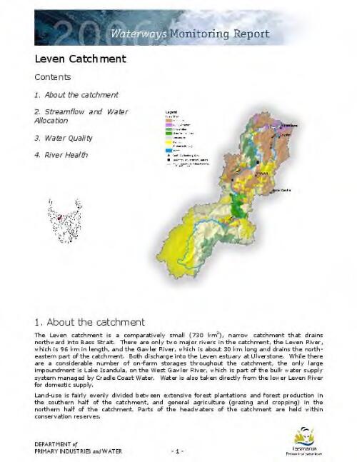 Leven catchment [electronic resource] / Dept. of Primary Industries, Water and Environment