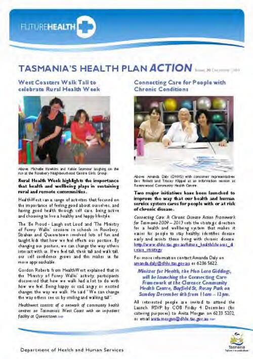 Tasmania's Health Plan action [electronic resource]