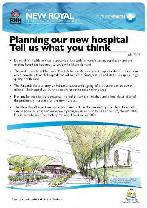 The New Royal planning and evaluation [electronic resource] : planning our new hospital : tell us what you think / Department of Health and Human Services